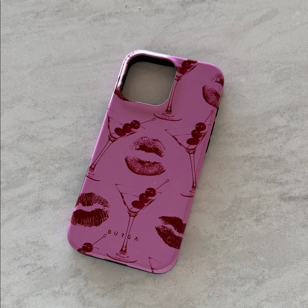 Burga Pink Lip and Martini Design Phone Case